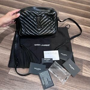 Saint Laurent YSL Lou Camera Black Quilted Leather Crossbody Bag with Tassels